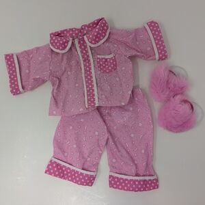 Cabbage Patch Kid Doll Play Along Pajamas Slippers Pink Clothes Slumber Party